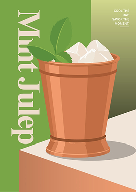 Minimalist Mint Julep Cocktail Illustration