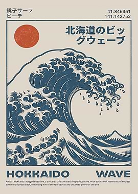 Hokkaido Great Wave Poster