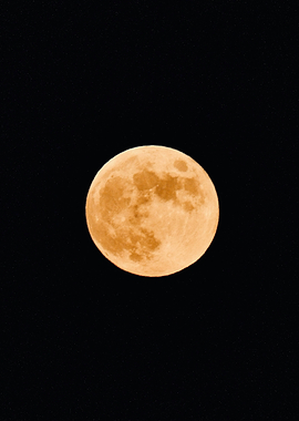 Orange Full Moon in Starry Sky
