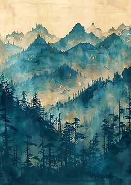 Misty Mountain Forest Landscape