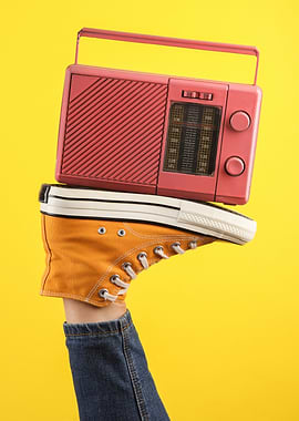 Retro radio on a sneaker