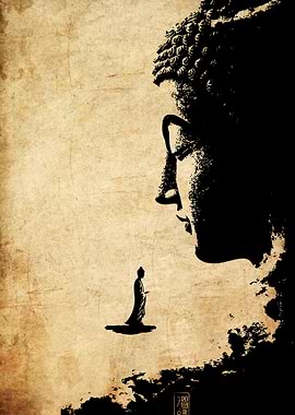 Buddha and Disciple Silhouette