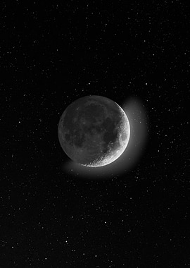 Black and White Moon Poster – Minimalist Night Sky Wall Art, Lunar Astrophotography , Dark Moon Home Decor