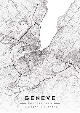 Geneva Switzerland Map Minimal