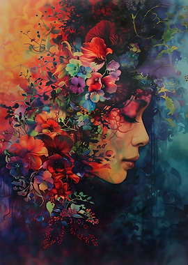 Dreaming In Color - Surreal Floral Silhouette