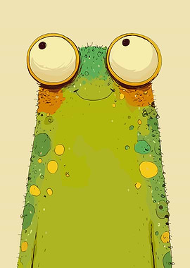 Cute cartoon frog with big eyes