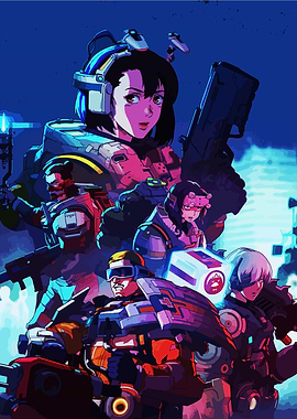 Cyberpunk Anime Team with Futuristic Gear