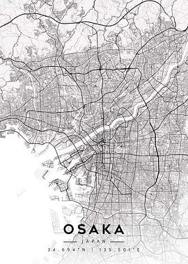 Osaka Japan Map Minimalist
