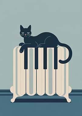 Black Cat on Piano Radiator
