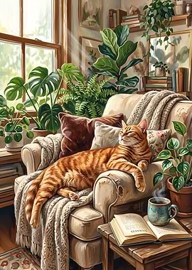 Cozy Cat Reading Nook
