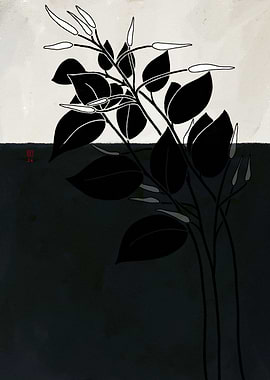 Minimalist Black and White Floral Illustration 926