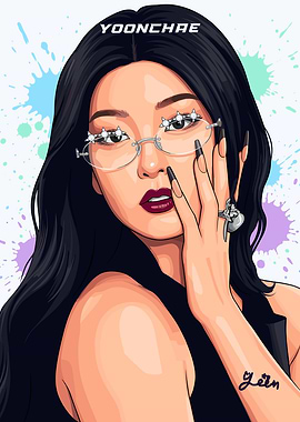 Stylish Yoonchae with Glasses and Dark Hair