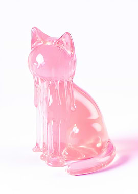 Pink Drip Cat Sculpture