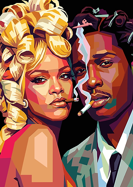 Rihanna and A$AP Rocky Pop Art Portrait