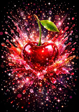 Exploding Cherry with Glitter
