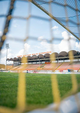 Soccer stadium through a net