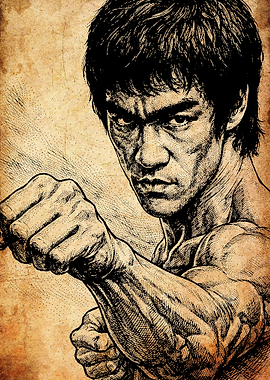 Bruce Lee in Fighting Stance