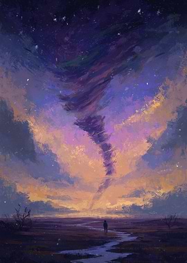 Surreal Sky Tornado Landscape