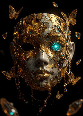 Cyberpunk Mask with Butterflies