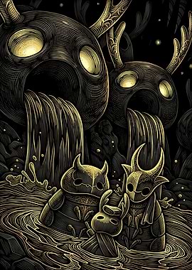 Hollow Knight Characters in Water