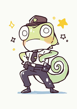 Cute Chameleon Police Officer