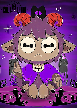 Cult of the Lamb character with candles
