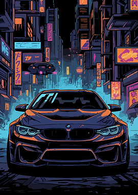 Cyberpunk BMW M4 in Neon City