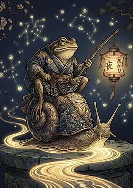 Frog on Snail with Lantern