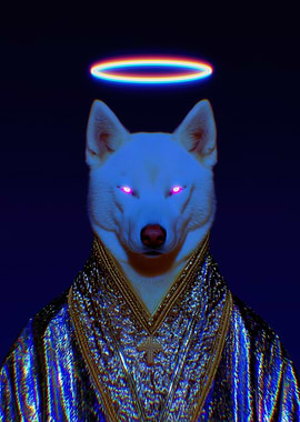Dog with Halo and Ornate Robes