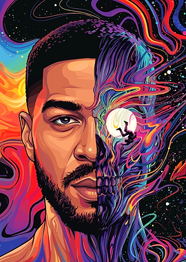 Psychedelic Portrait of Kid Cudi