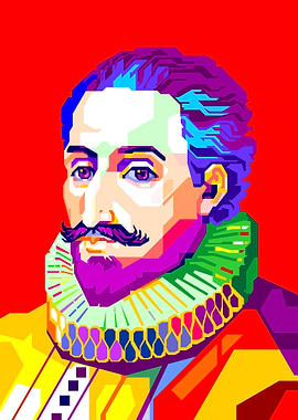 Miguel de Cervantes WPAP Pop Art Portrait