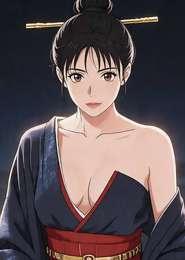 Anime Woman in Traditional Japanese Attire