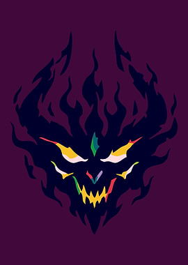 Dark Fiery Demon Face