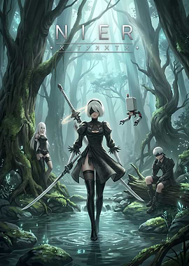 Nier: Automata B2 Forest Scene