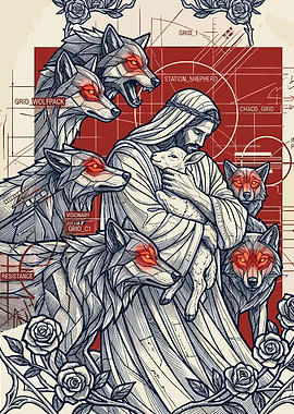 Jesus with Lamb and Wolves