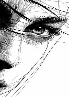 Close-up of a woman's eye and lips