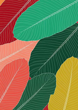Colorful Tropical Leaves Pattern