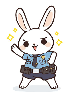 Cute Police Bunny Character