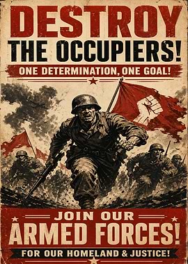 Destroy The Occupiers Vintage Poster