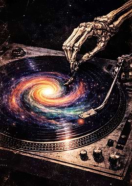 Skeleton DJ Galaxy Vinyl Music Record