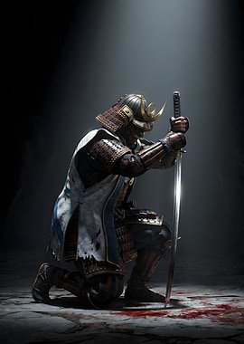 Samurai Kneeling with Sword