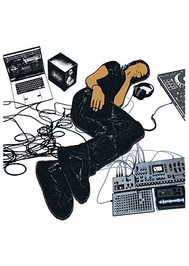 Musician Overwhelmed by Music Equipment