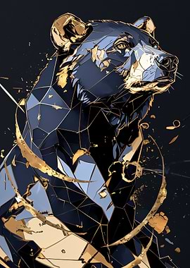 Geometric Bear with Gold Accents
