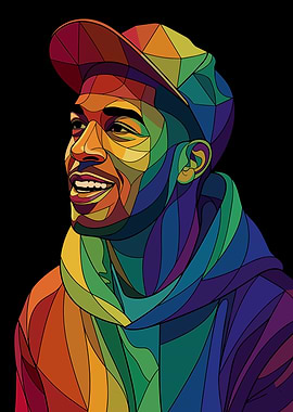 Colorful Geometric Portrait of a Kid Cudi