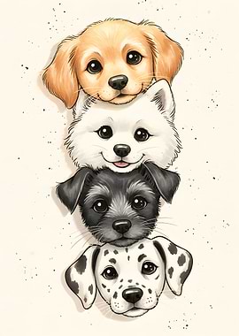 Stack of Cute Puppies