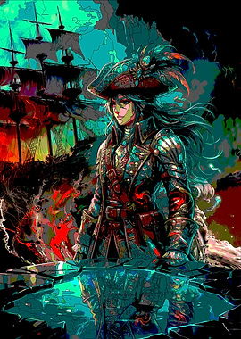 Pirate Captain with Ships