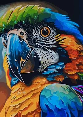 Close-up of a Colorful Macaw Parrot