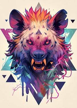 Aggressive Hyena with Geometric Patterns