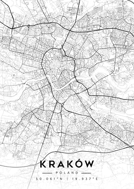 Krakow City Map Minimal