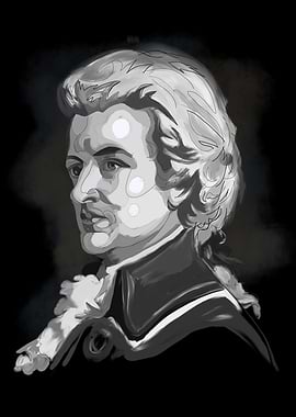 Monochromatic Portrait of Wolfgang Amadeus Mozart